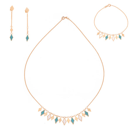 18K Gold Half Set with Delicate Designs Design In Colorful