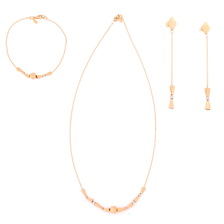 18K Gold Half Set with Stepped Geometric Design