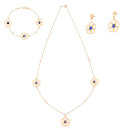 18K Gold Half Set Kids with Flower Design In Blue