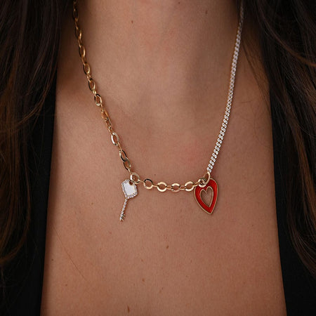 18K Gold Pendant with Key Heart Design