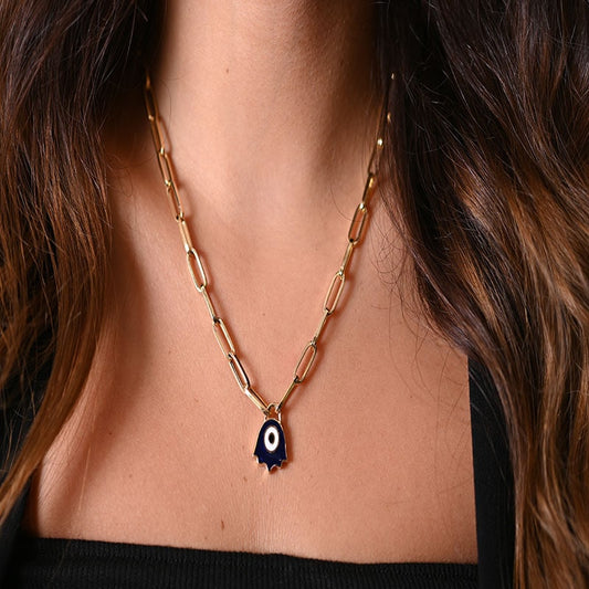 18K Gold Pendant In Blue