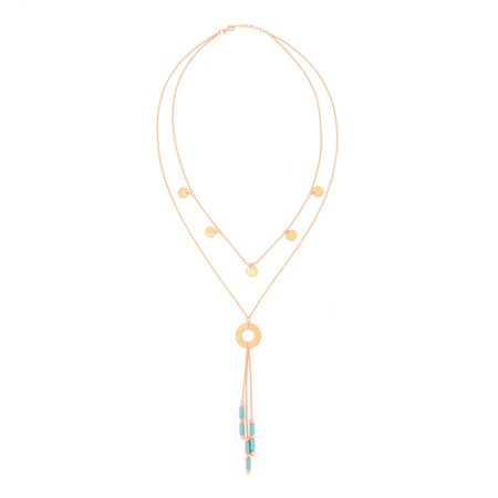 18K Gold Pendant Layered Necklace