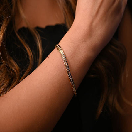 18K Chain Bracelet with Wheat Design