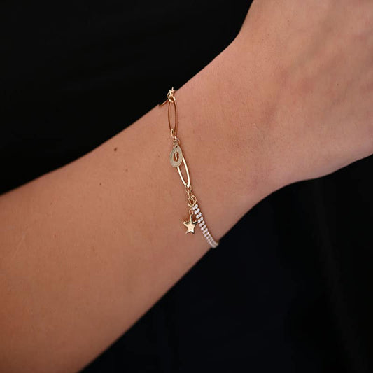 أنسيال  ذهب عيار 18 بتعليقات متعددة الأشكال