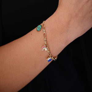 18K Gold Kids Chain Bracelet with Nature Design In Red
