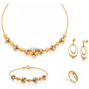 18K Gold Set with Elegant Floral Design