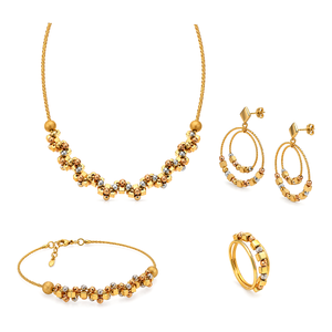 18K Gold Set with Graduated Floral Design