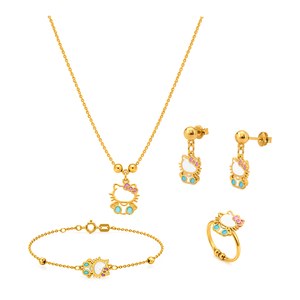 18K Gold Kids' Jewelry Set With Kitty Design
