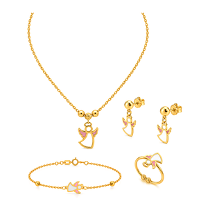 18K Gold Kids' Jewelry Set With Cat Design