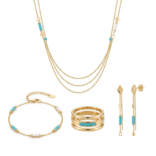 طقم ذهب حلو الكلام عيار 18 بسلاسل ثلاثية