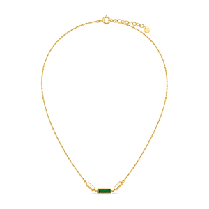 18K Gold Set with Green and White Rectangles Design