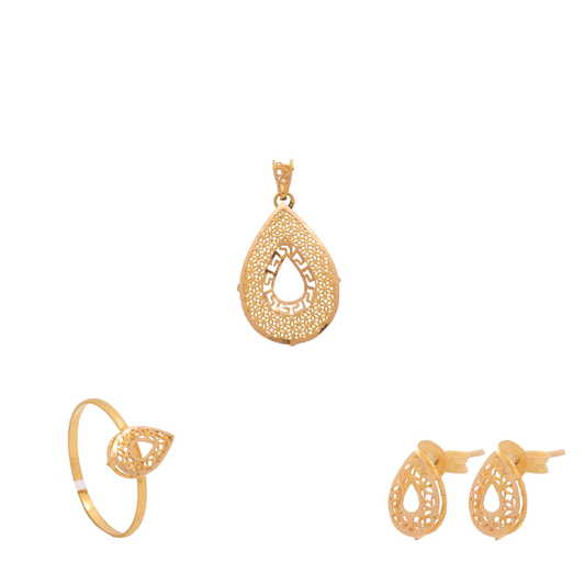 نصف طقم تيرلس ذهب عيار 21 بزخارف مفرغة