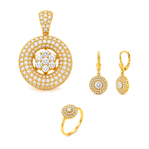 18K Gold Half Set - Full Moon with Sparkling Stones