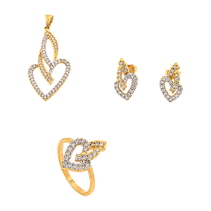 18K Gold Set, "Love" with Shiny Stones