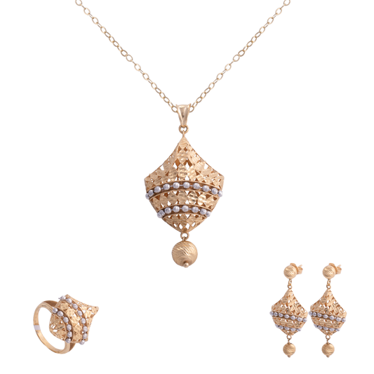 نصف طقم روعة التراث عيار 18 بزخرفة هندسية