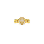 18K Gold Ring with Fantasy City Oval Stone Design In White