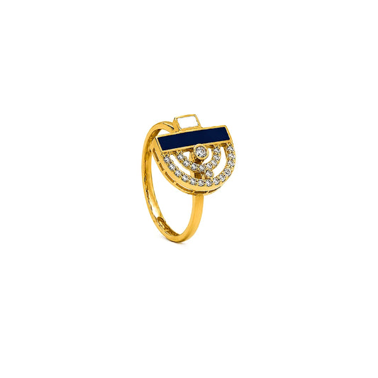 18K Gold Ring with Semi-Circular Design