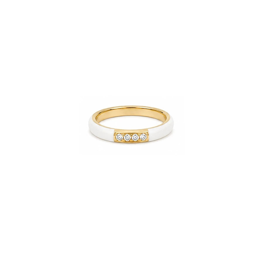 18K Gold Ring with Shiny Stones Design In Colorful