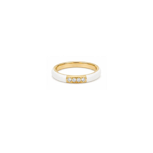 18K Gold Ring with Shiny Stones Design In Colorful