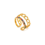 18K Gold Ring with Stones Design In Colorful