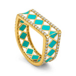 18K Gold Ring with Geometric Design In Colorful