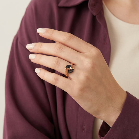 خاتم عيار 18 فصوص سوداء