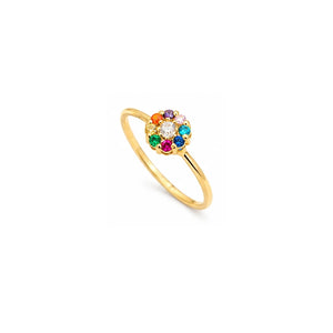 18K Gold Ring with Your Heart Is Young Heart Design In Colorful