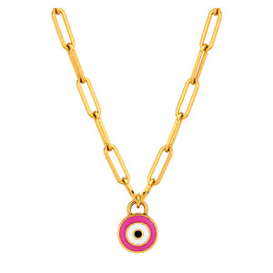 18K Gold Necklace with Colorful Eye Pendant