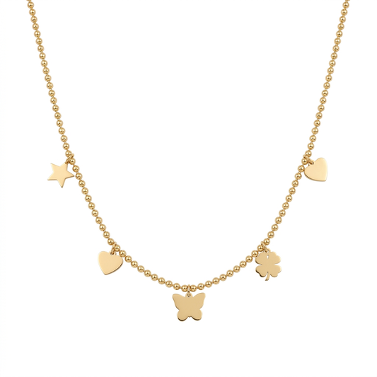 عقد ذهب عيار 18 بتعليقات متدلية كلاسيكية