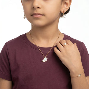 18K Gold Jewelry Set for Kids with A Delicate Bird Design