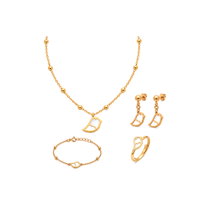 18K Gold Jewelry Set for Kids with A Delicate Bird Design