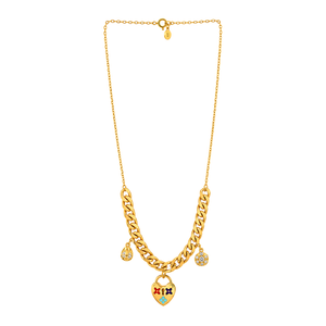18K Gold Necklace with Assorted Pendants Design
