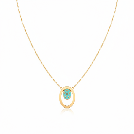 عقد ذهب عيار 18 بتعليقة بيضاوية