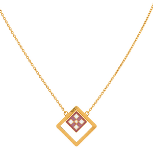 18K Gold Necklace with Rectangle Pendant