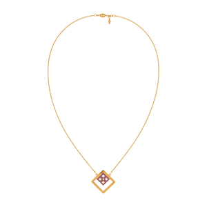 18K Gold Necklace with Rectangle Pendant