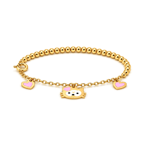 18K Gold Kids Bracelet with Pink Life Design