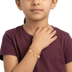 18K Gold Kids Bracelet with Colorful Bears Design