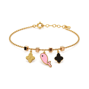 18K Gold Kids Bracelet with Happy Dolphin Design