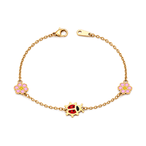 18K Gold Bracelet with Multiple Pendants Design