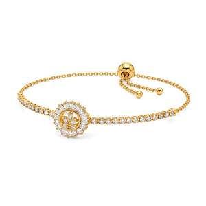 18K Gold Chain Bracelet with Circular pendant Shimmer Design