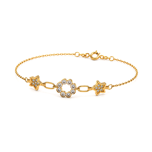 18K Gold Chain Bracelet with Floral Design