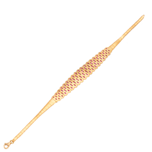 أنسيال ذهب عيار 18 بفصوص فوشيا