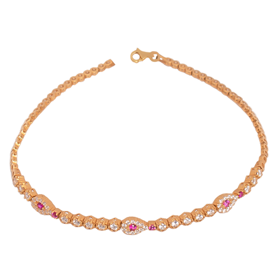 أنسيال ذهب عيار 18 بحجر فوشيا لامع