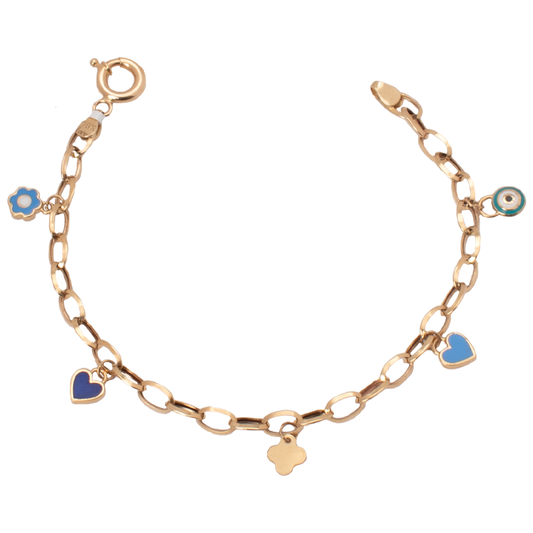 أنسيال موجة لطيفة ذهب عيار 18 بتعليقات ملونة