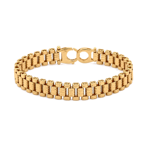 18K Gold Chain Bracelet with Wide Embellished Design