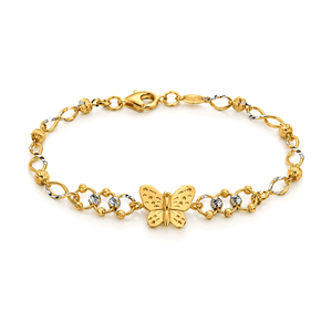 18K Gold Chain Bracelet with Butterfly Design