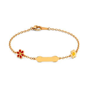 18K Gold Kids Chain Bracelet with Flower Shape Design