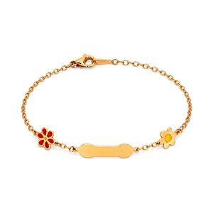 18K Gold Kids Chain Bracelet with Flower Shape Design