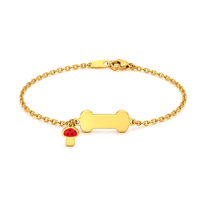 18K Gold Kids Chain Bracelet with Mushroom Design