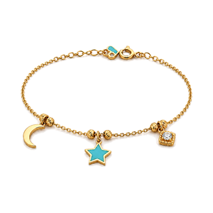 18K Gold Chain Bracelet with Star Design